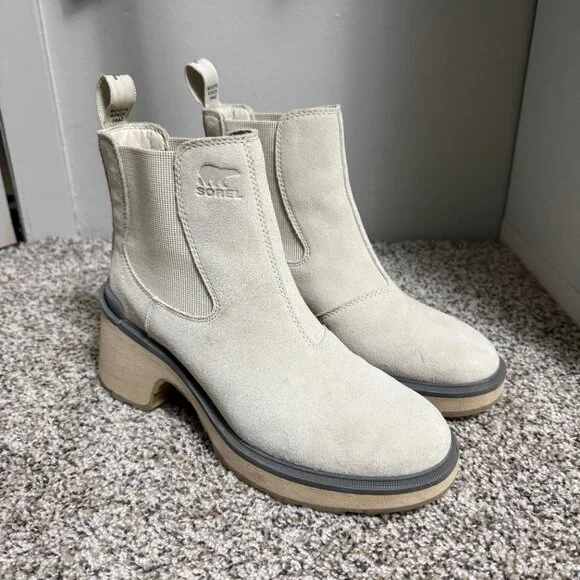 Sorel Hi-Line Heel Chelsea Boot Chalk, Ceramic Women 8.5 - Picture 2 of 12